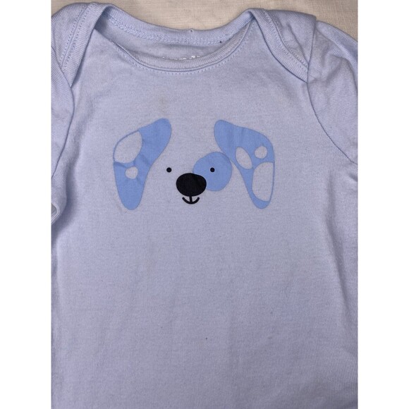 Bundles Baby Place Baby Boy Long Sleeve Light Blue Dog Face Bodysuit, Size 0-3 M - Picture 2 of 4